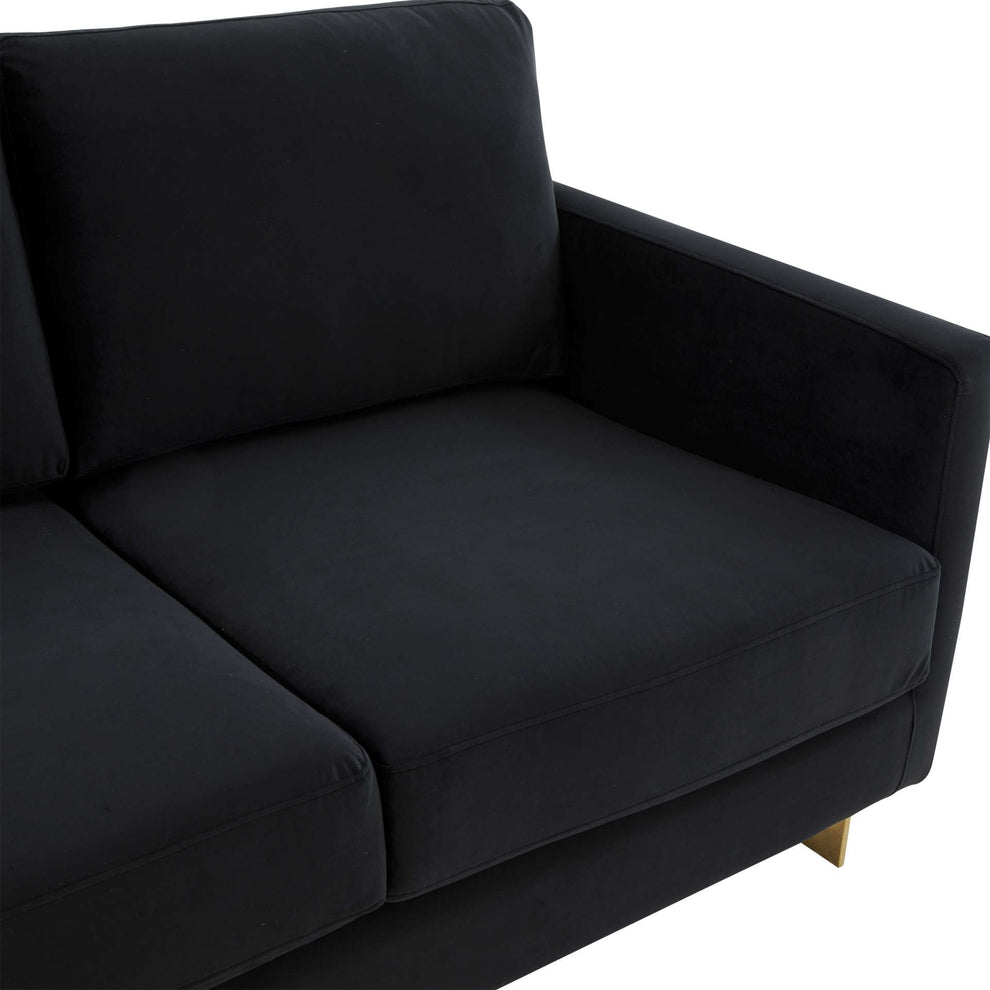 LeisureMod Lincoln Modern Mid-Century Upholstered Velvet Loveseat with Gold Frame | Loveseats | Modishstore - 10