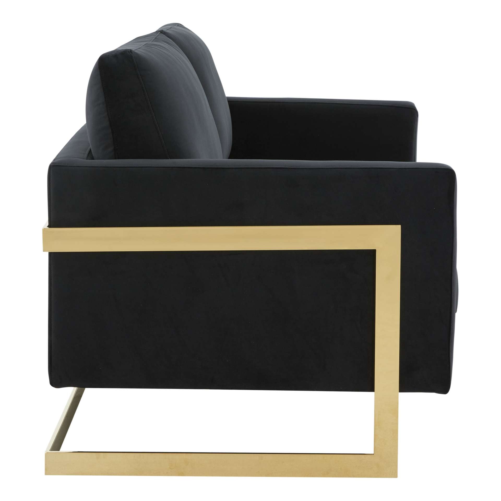 LeisureMod Lincoln Modern Mid-Century Upholstered Velvet Loveseat with Gold Frame | Loveseats | Modishstore - 11