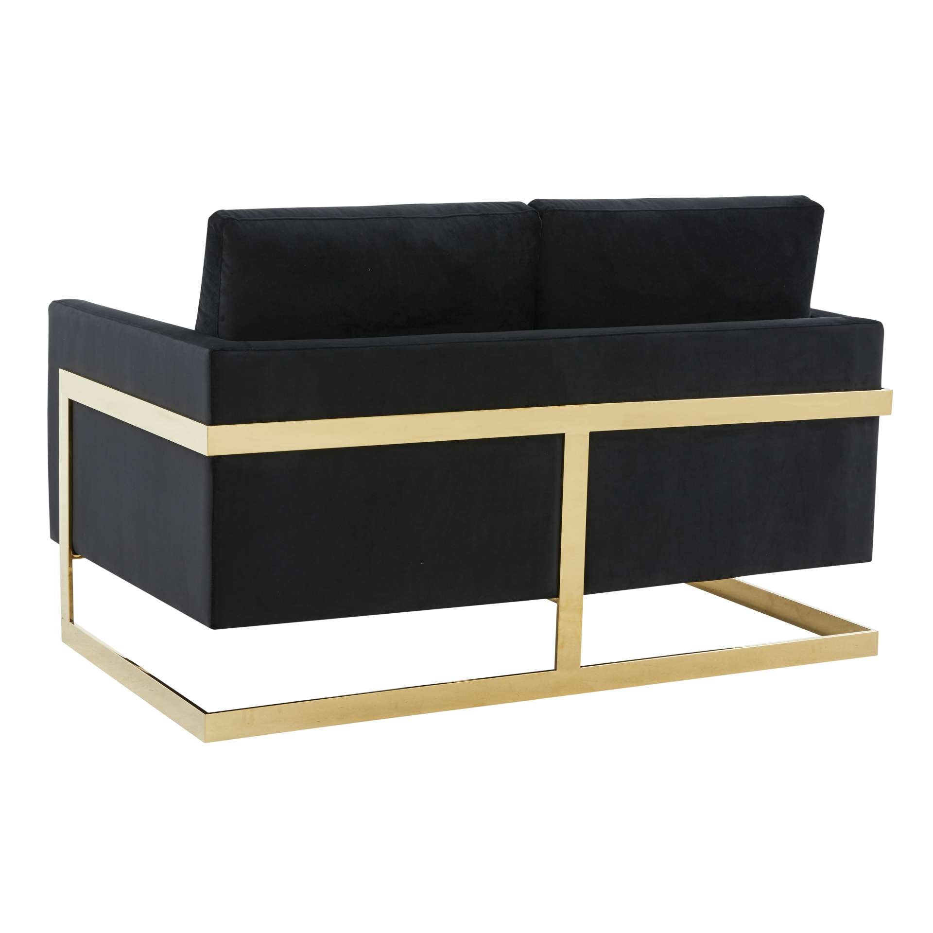 LeisureMod Lincoln Modern Mid-Century Upholstered Velvet Loveseat with Gold Frame | Loveseats | Modishstore - 9