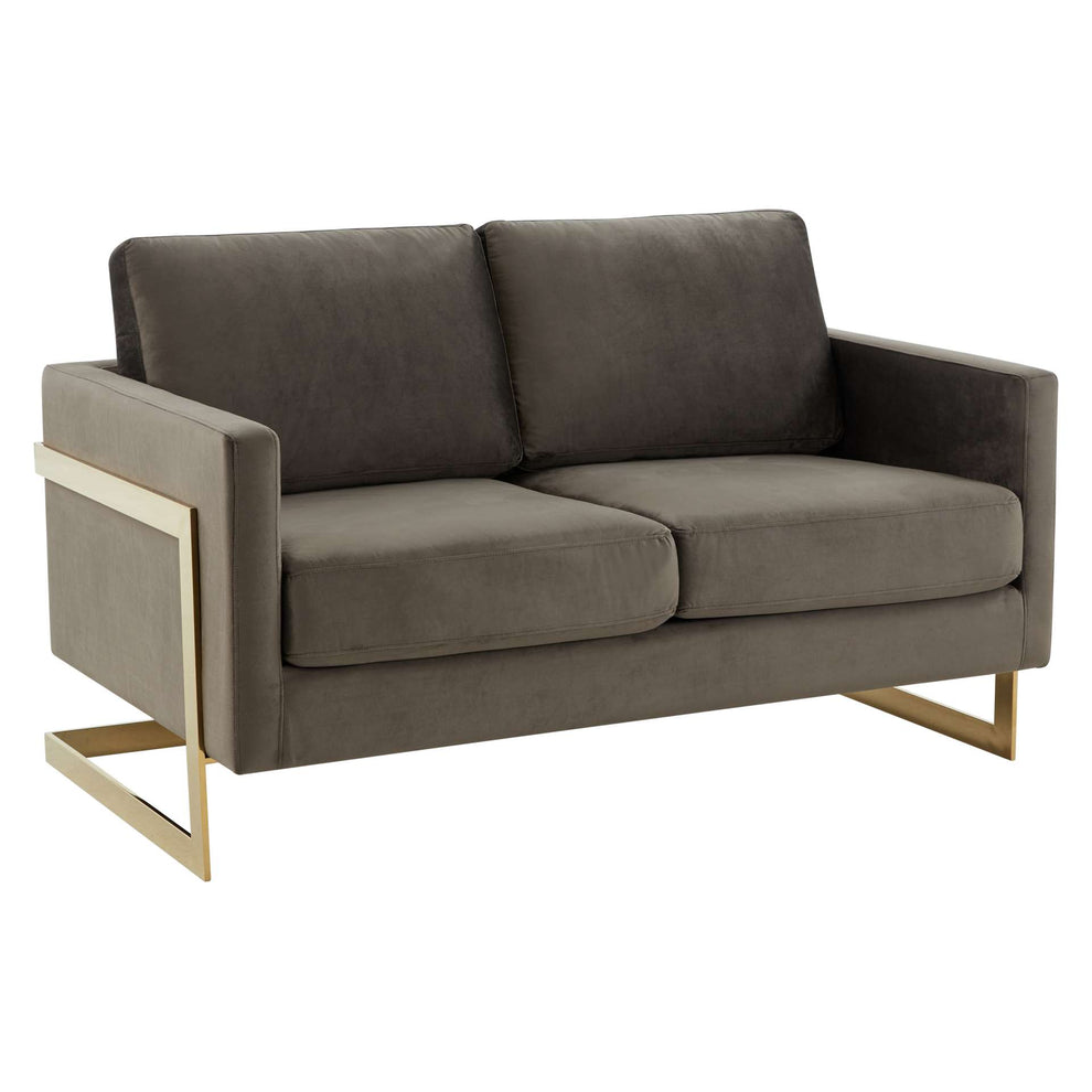 LeisureMod Lincoln Modern Mid-Century Upholstered Velvet Loveseat with Gold Frame | Loveseats | Modishstore - 17