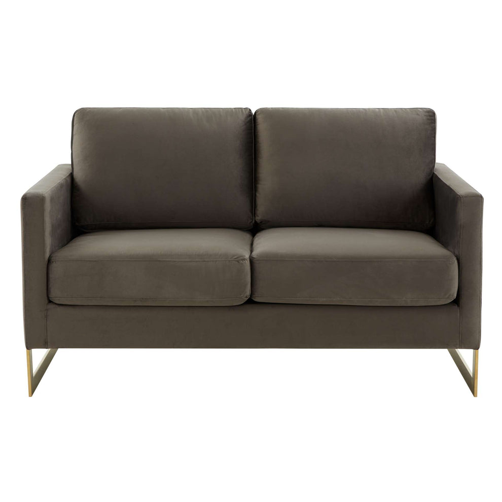 LeisureMod Lincoln Modern Mid-Century Upholstered Velvet Loveseat with Gold Frame | Loveseats | Modishstore - 18