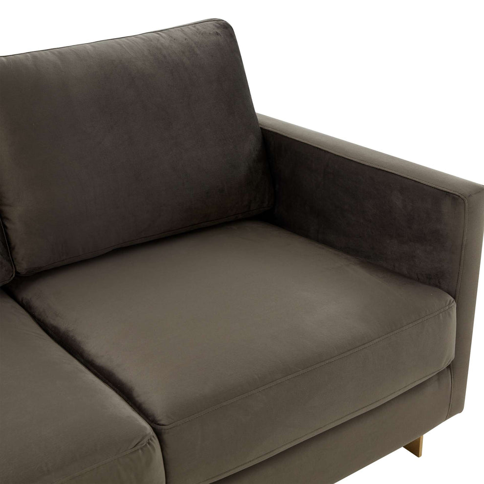 LeisureMod Lincoln Modern Mid-Century Upholstered Velvet Loveseat with Gold Frame | Loveseats | Modishstore - 14