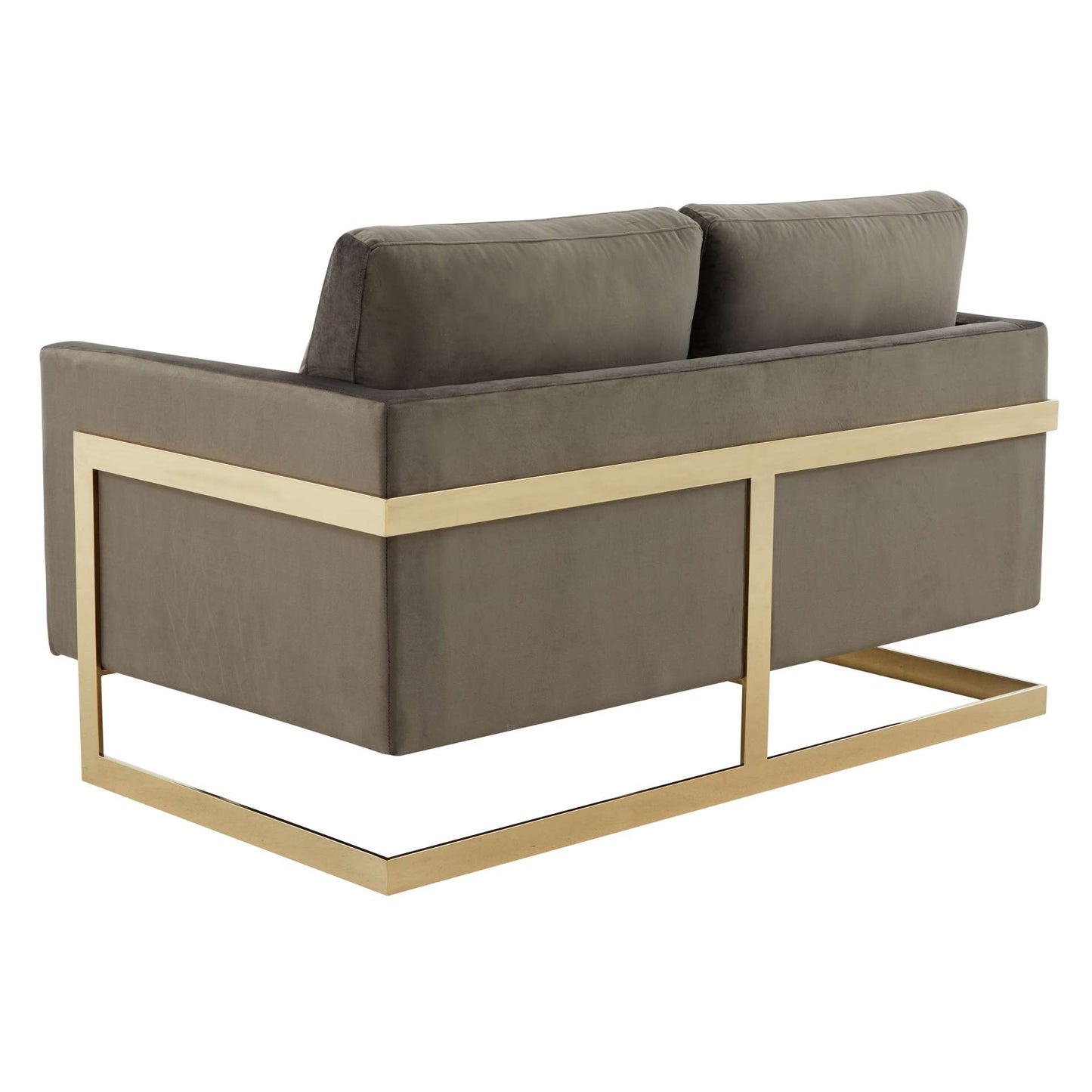 LeisureMod Lincoln Modern Mid-Century Upholstered Velvet Loveseat with Gold Frame | Loveseats | Modishstore - 15