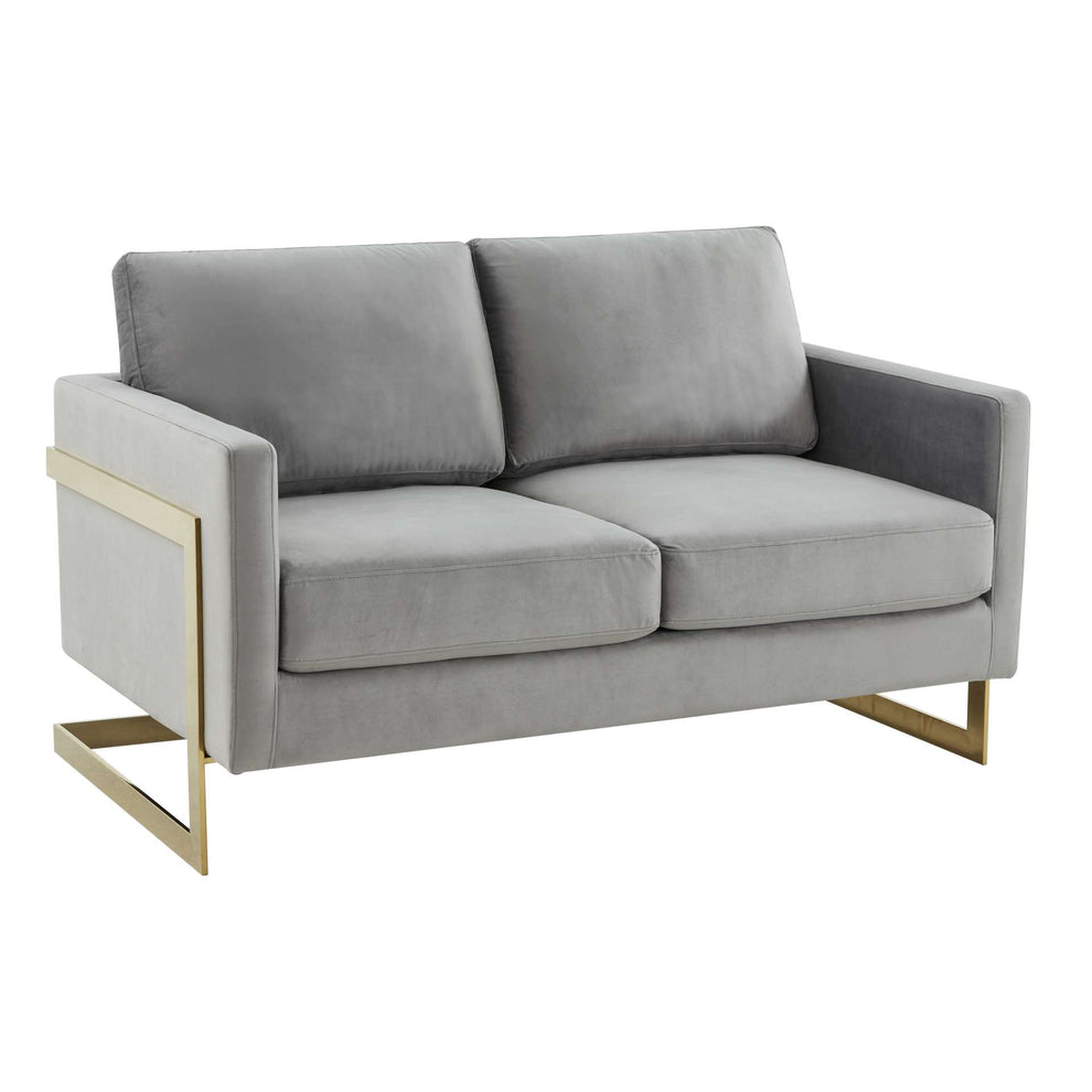 LeisureMod Lincoln Modern Mid-Century Upholstered Velvet Loveseat with Gold Frame | Loveseats | Modishstore - 23