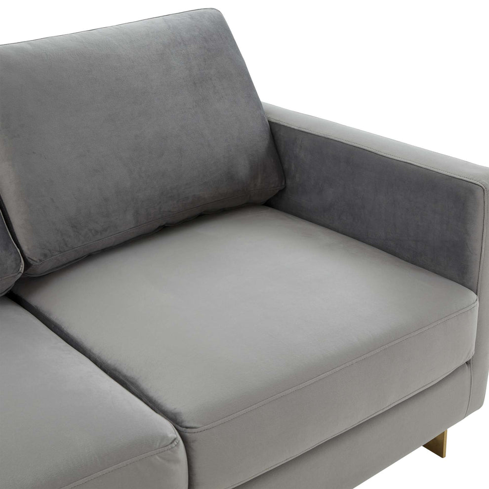 LeisureMod Lincoln Modern Mid-Century Upholstered Velvet Loveseat with Gold Frame | Loveseats | Modishstore - 20