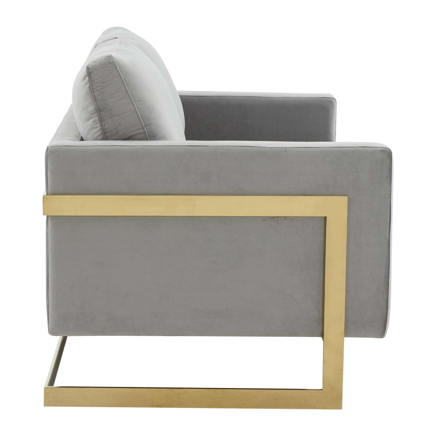 LeisureMod Lincoln Modern Mid-Century Upholstered Velvet Loveseat with Gold Frame | Loveseats | Modishstore - 22
