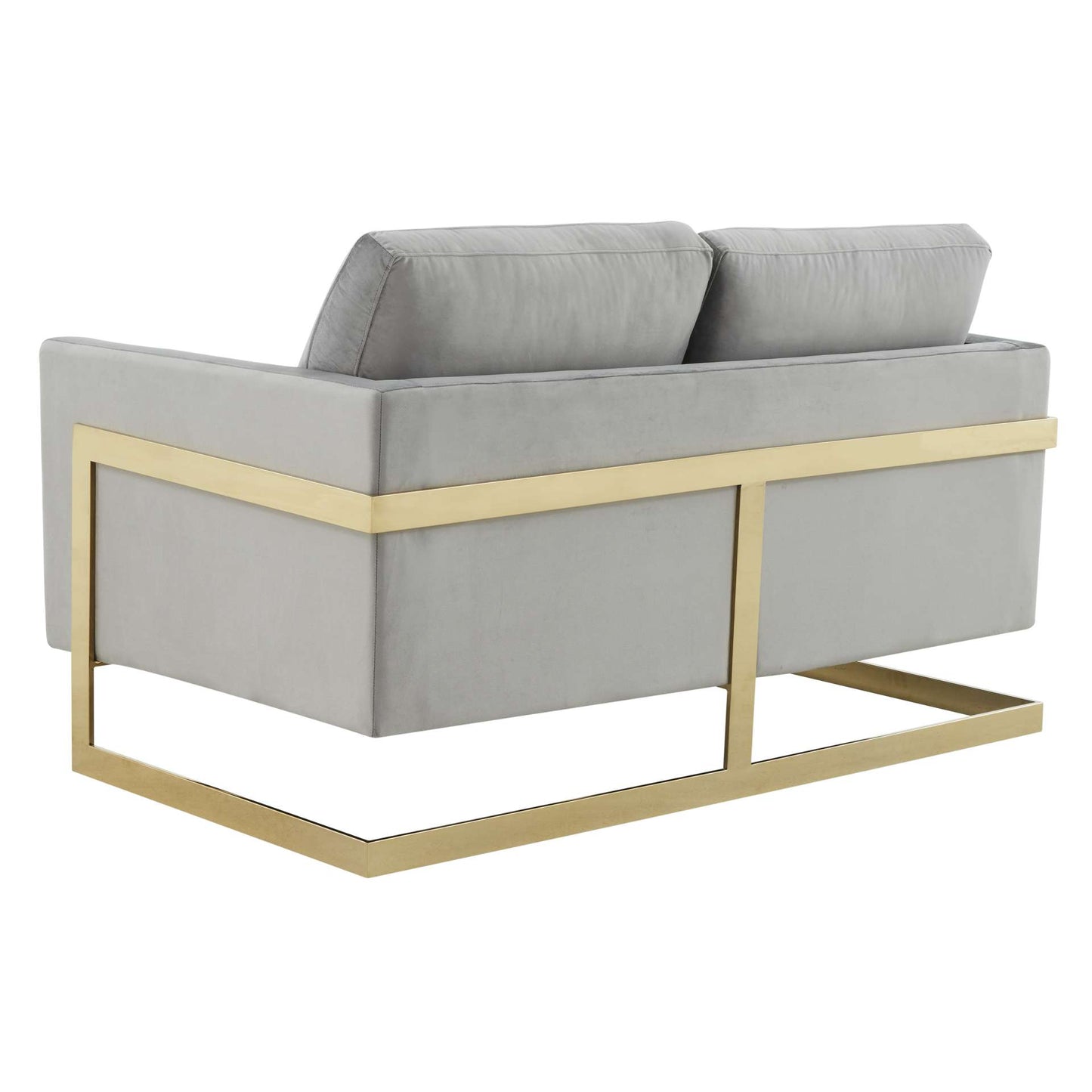 LeisureMod Lincoln Modern Mid-Century Upholstered Velvet Loveseat with Gold Frame | Loveseats | Modishstore - 21