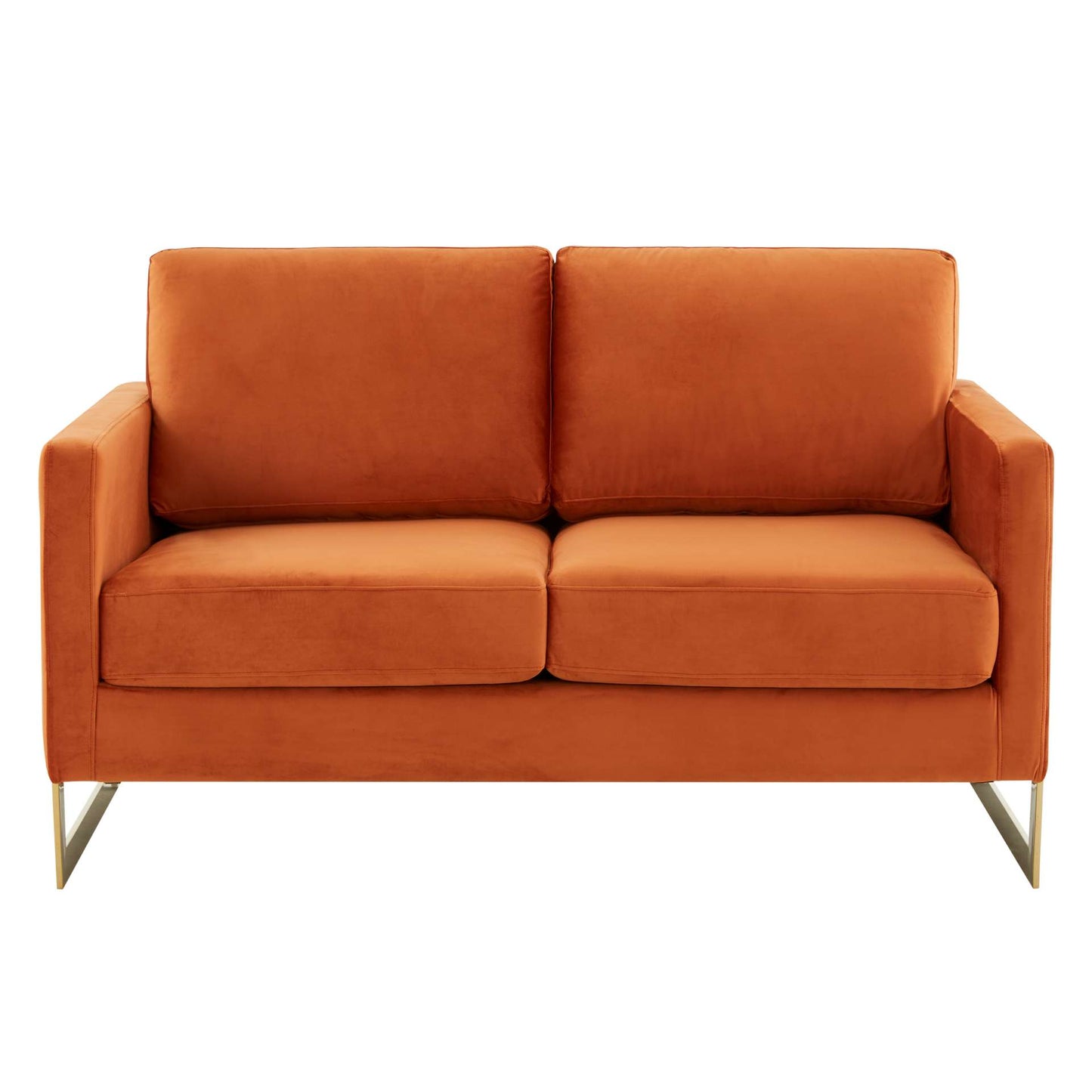 LeisureMod Lincoln Modern Mid-Century Upholstered Velvet Loveseat with Gold Frame | Loveseats | Modishstore - 30