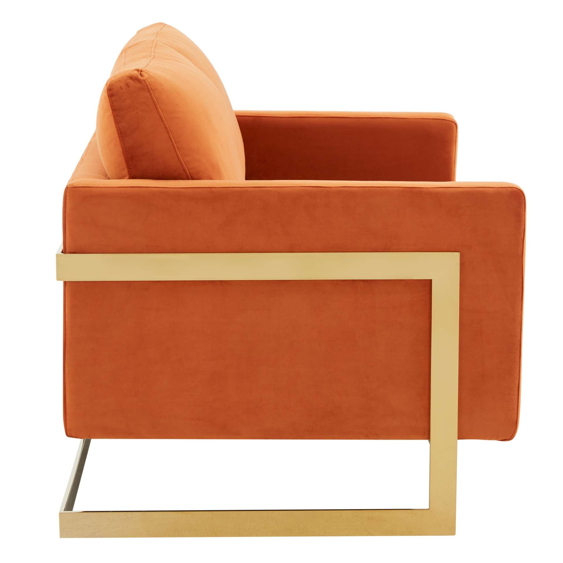 LeisureMod Lincoln Modern Mid-Century Upholstered Velvet Loveseat with Gold Frame | Loveseats | Modishstore - 28
