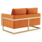 LeisureMod Lincoln Modern Mid-Century Upholstered Velvet Loveseat with Gold Frame | Loveseats | Modishstore - 27
