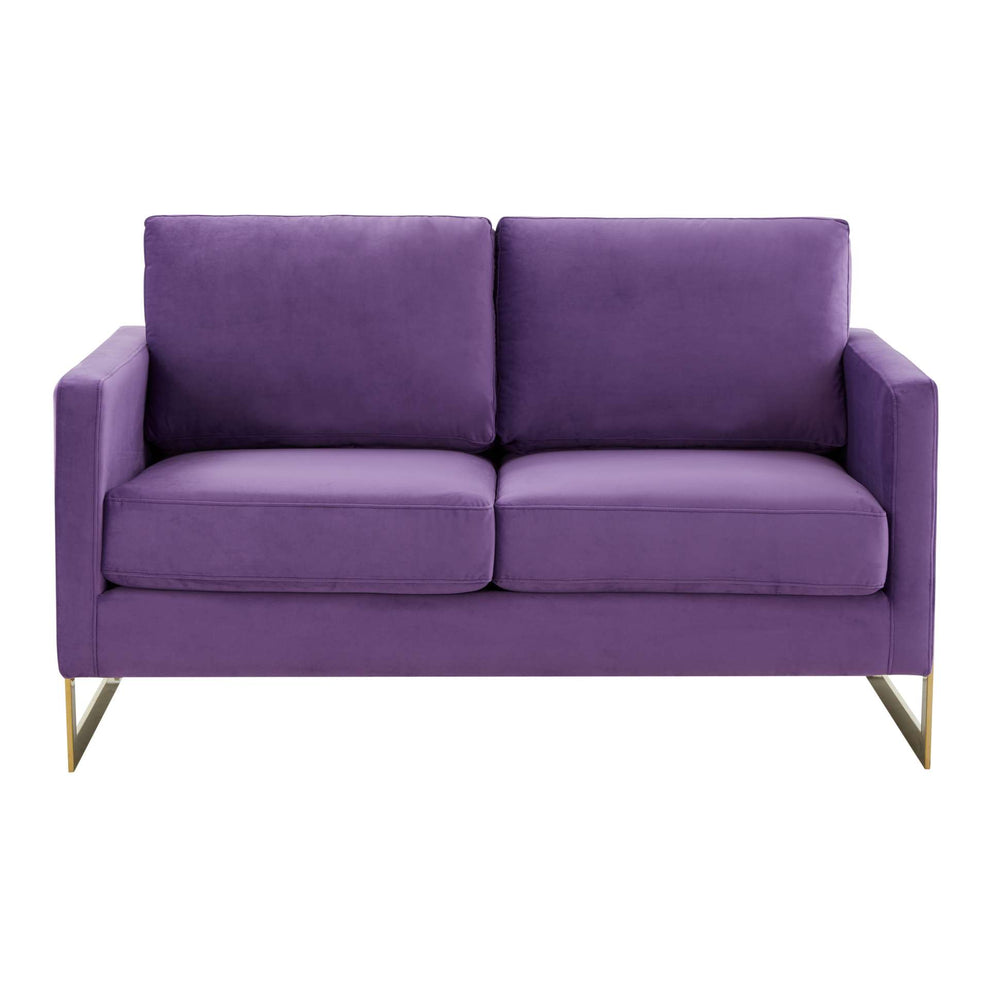 LeisureMod Lincoln Modern Mid-Century Upholstered Velvet Loveseat with Gold Frame | Loveseats | Modishstore - 37