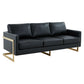 LeisureMod Lincoln Modern Mid-Century Upholstered Leather Sofa with Gold Frame | Sofas | Modishstore - 2