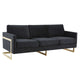 LeisureMod Lincoln Modern Mid-Century Upholstered Velvet Sofa with Gold Frame | Sofas | Modishstore - 2