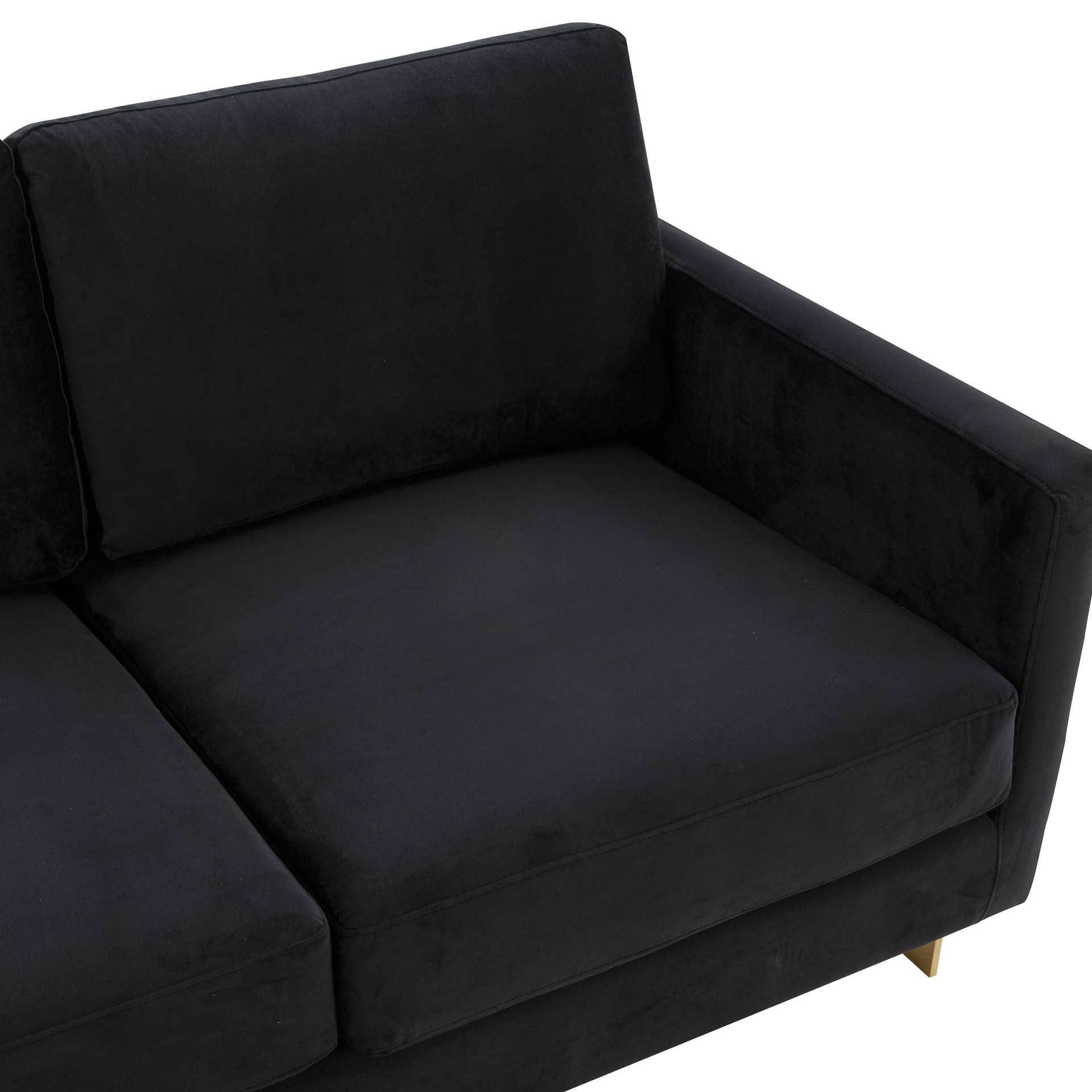 LeisureMod Lincoln Modern Mid-Century Upholstered Velvet Sofa with Gold Frame | Sofas | Modishstore - 4