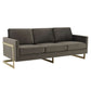 LeisureMod Lincoln Modern Mid-Century Upholstered Velvet Sofa with Gold Frame | Sofas | Modishstore - 9