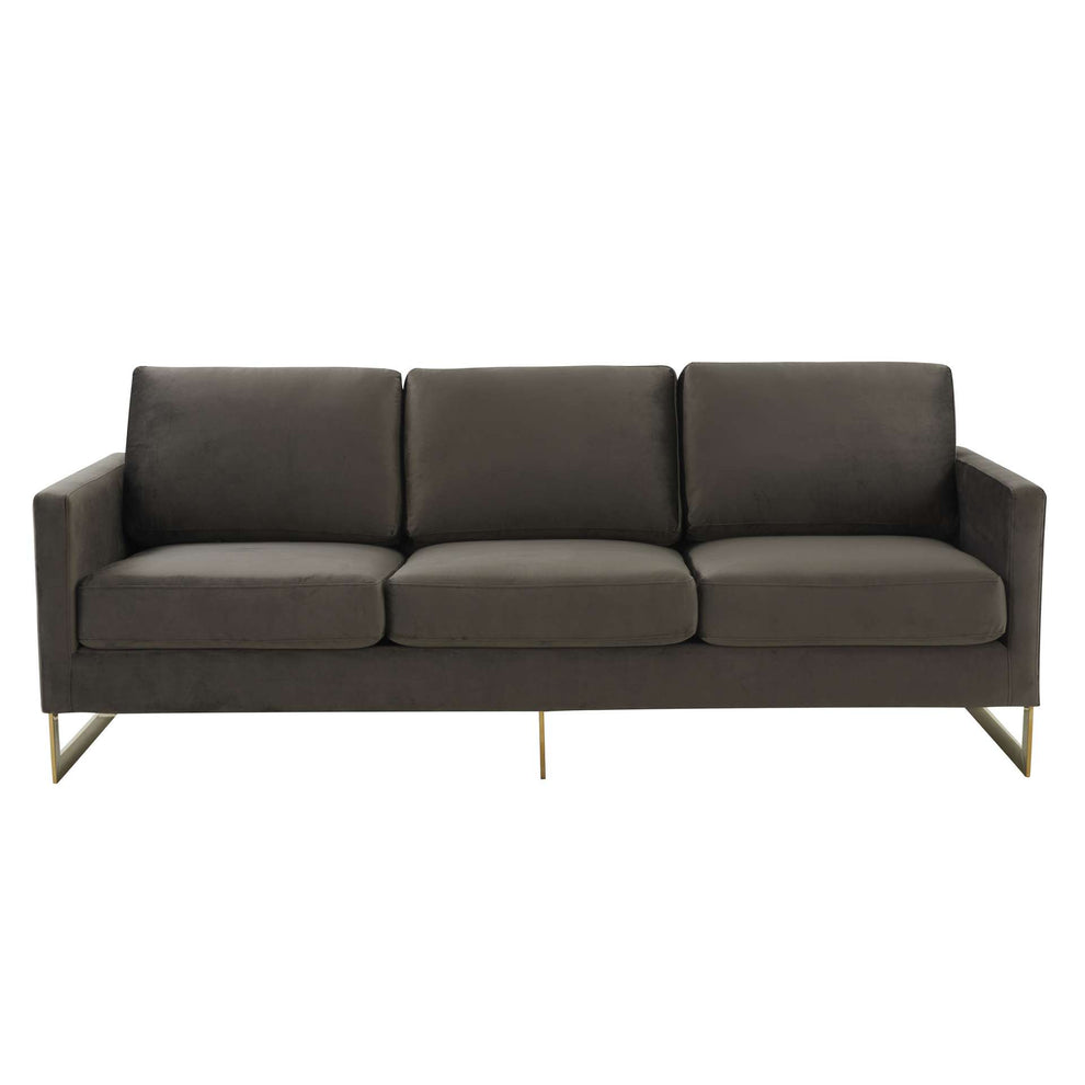 LeisureMod Lincoln Modern Mid-Century Upholstered Velvet Sofa with Gold Frame | Sofas | Modishstore - 14