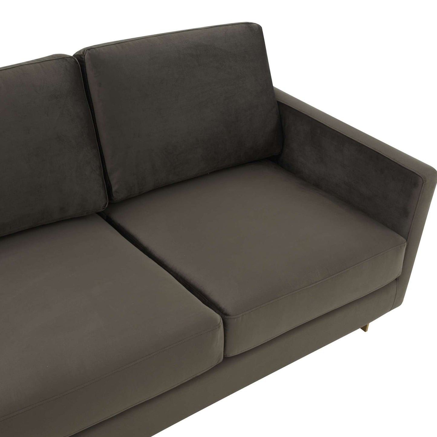 LeisureMod Lincoln Modern Mid-Century Upholstered Velvet Sofa with Gold Frame | Sofas | Modishstore - 11
