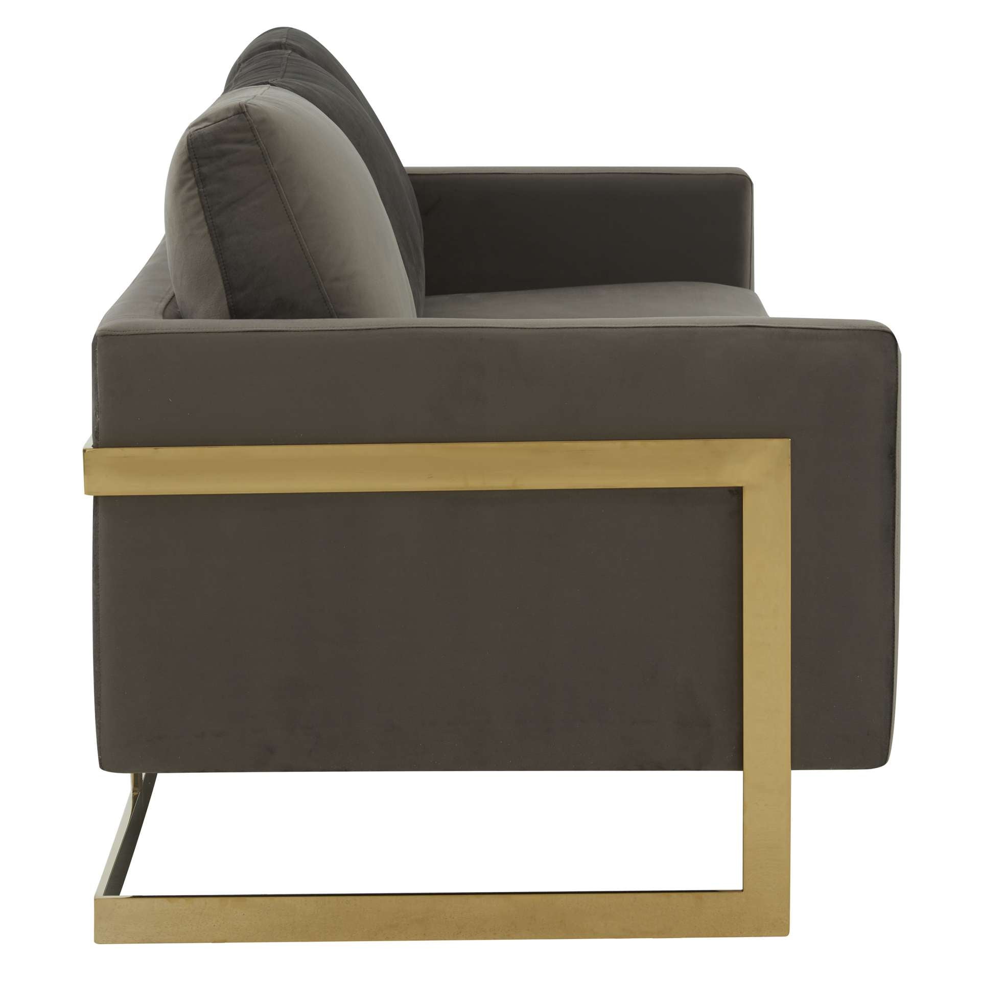 LeisureMod Lincoln Modern Mid-Century Upholstered Velvet Sofa with Gold Frame | Sofas | Modishstore - 13