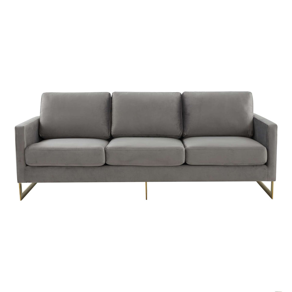 LeisureMod Lincoln Modern Mid-Century Upholstered Velvet Sofa with Gold Frame | Sofas | Modishstore - 18