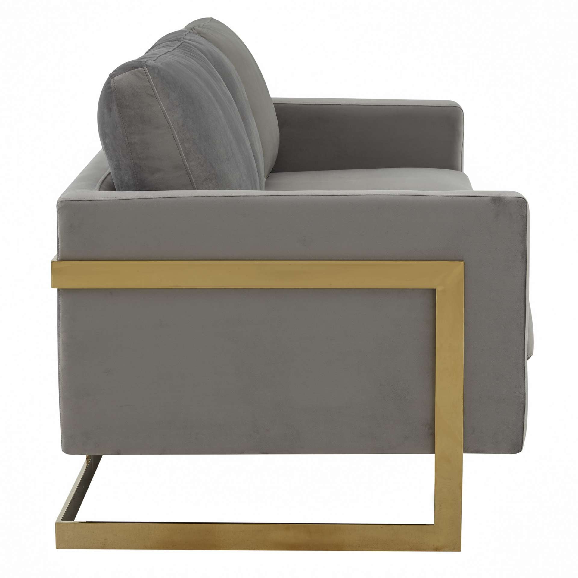 LeisureMod Lincoln Modern Mid-Century Upholstered Velvet Sofa with Gold Frame | Sofas | Modishstore - 22