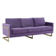 LeisureMod Lincoln Modern Mid-Century Upholstered Velvet Sofa with Gold Frame | Sofas | Modishstore - 29