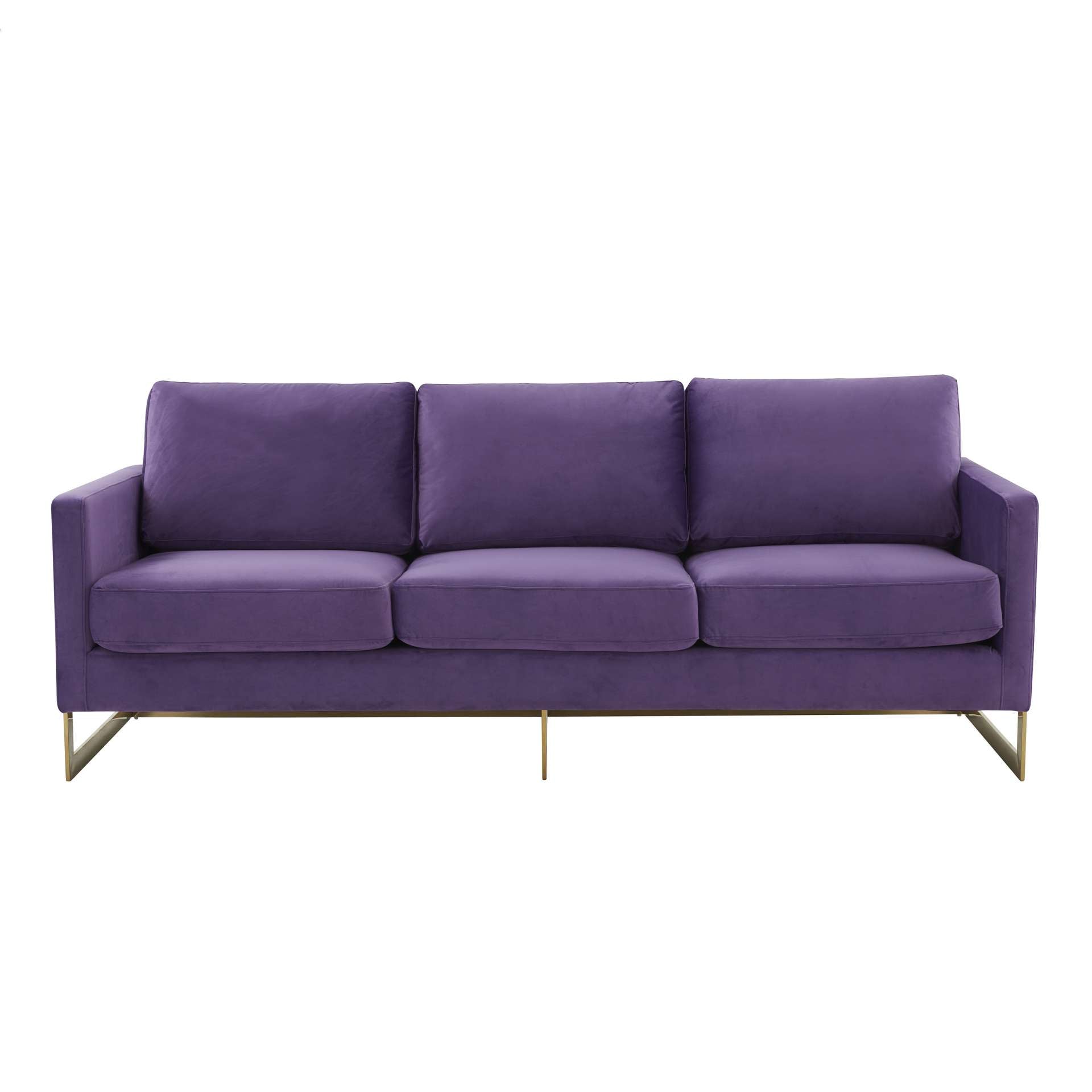 LeisureMod Lincoln Modern Mid-Century Upholstered Velvet Sofa with Gold Frame | Sofas | Modishstore - 33