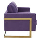LeisureMod Lincoln Modern Mid-Century Upholstered Velvet Sofa with Gold Frame | Sofas | Modishstore - 32