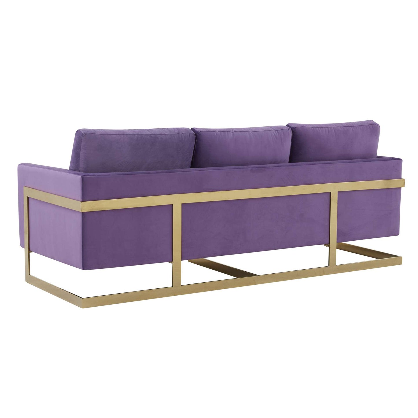 LeisureMod Lincoln Modern Mid-Century Upholstered Velvet Sofa with Gold Frame | Sofas | Modishstore - 31