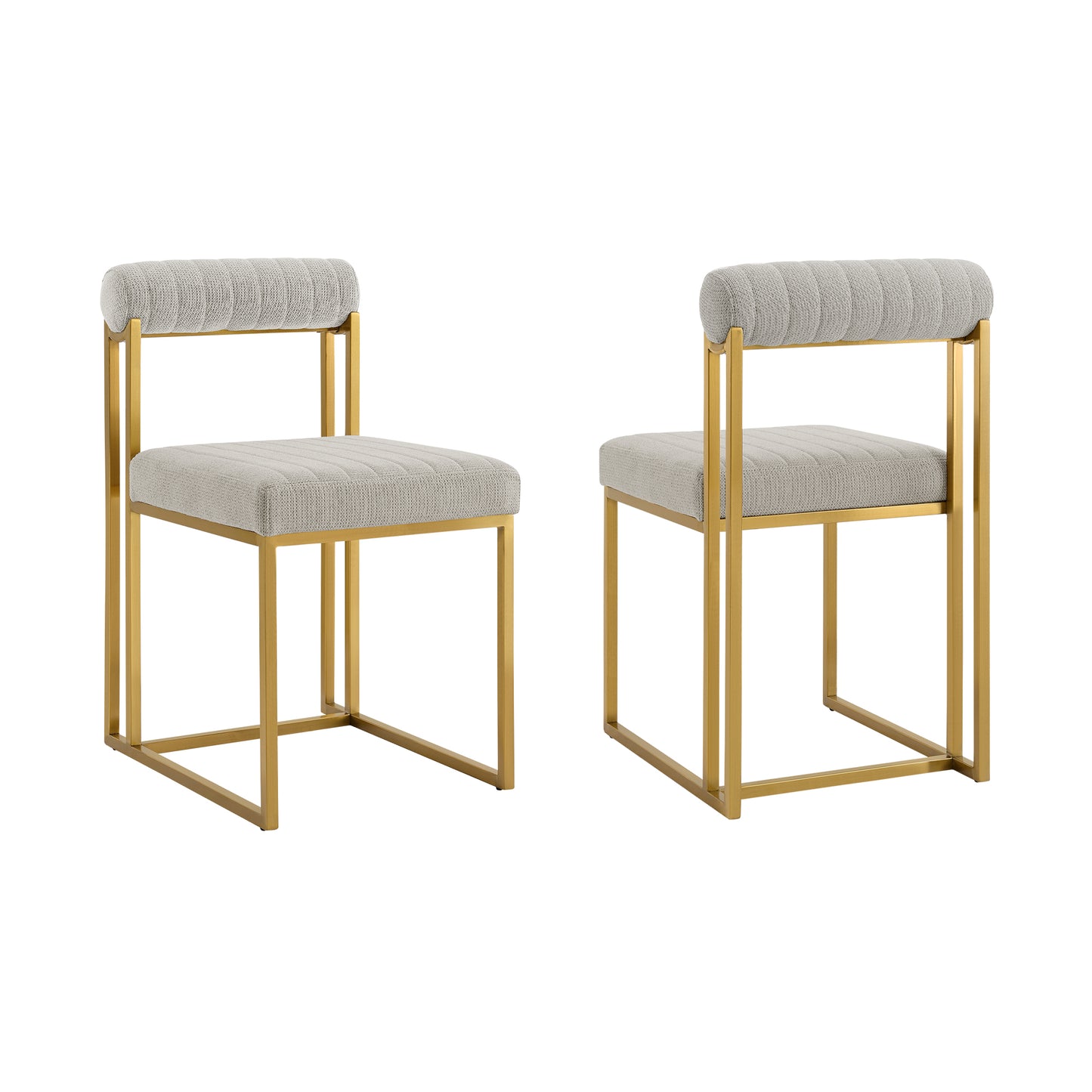 Anastasia Dining Chair with Gold Brushed Stainless Steel and Taupe Fabric - Set of 2 By Armen Living | Dining Chairs | Modishstore - 3