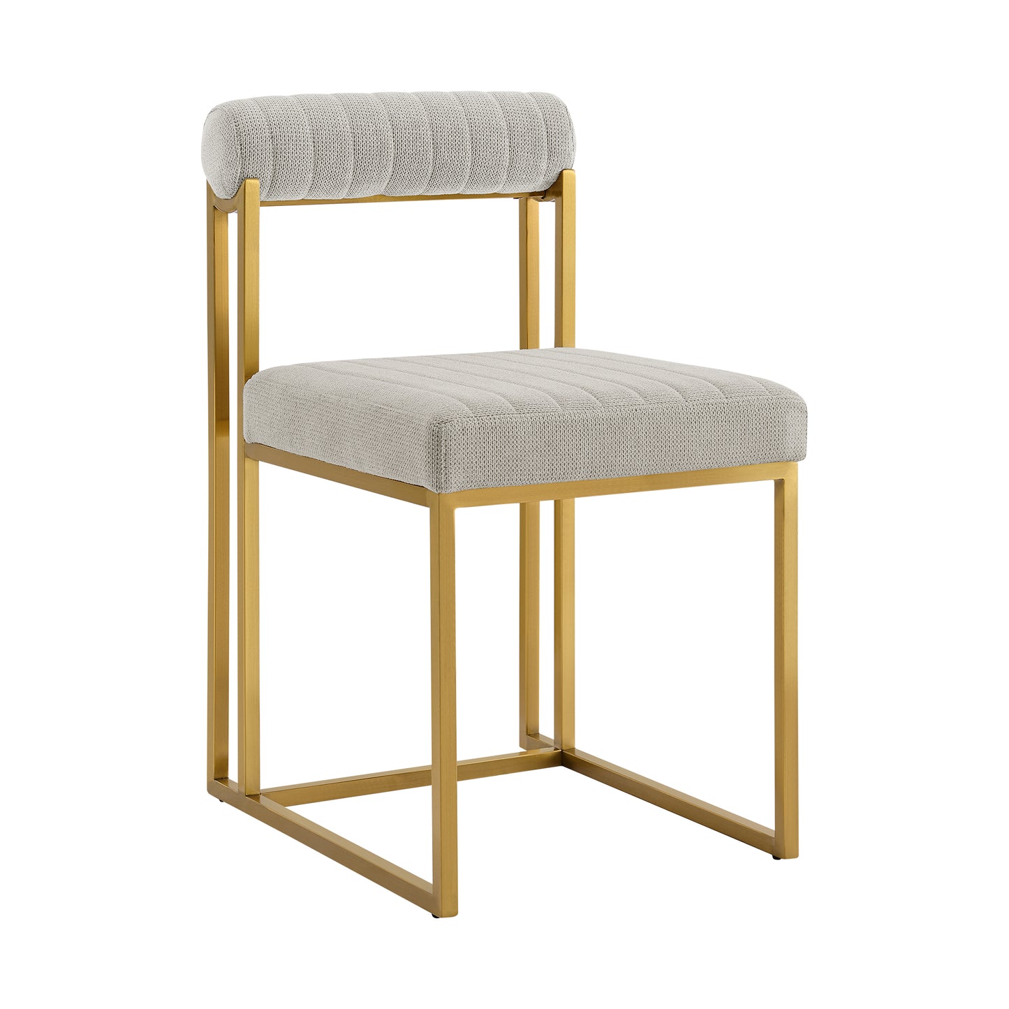 Anastasia Dining Chair with Gold Brushed Stainless Steel and Taupe Fabric - Set of 2 By Armen Living | Dining Chairs | Modishstore - 4