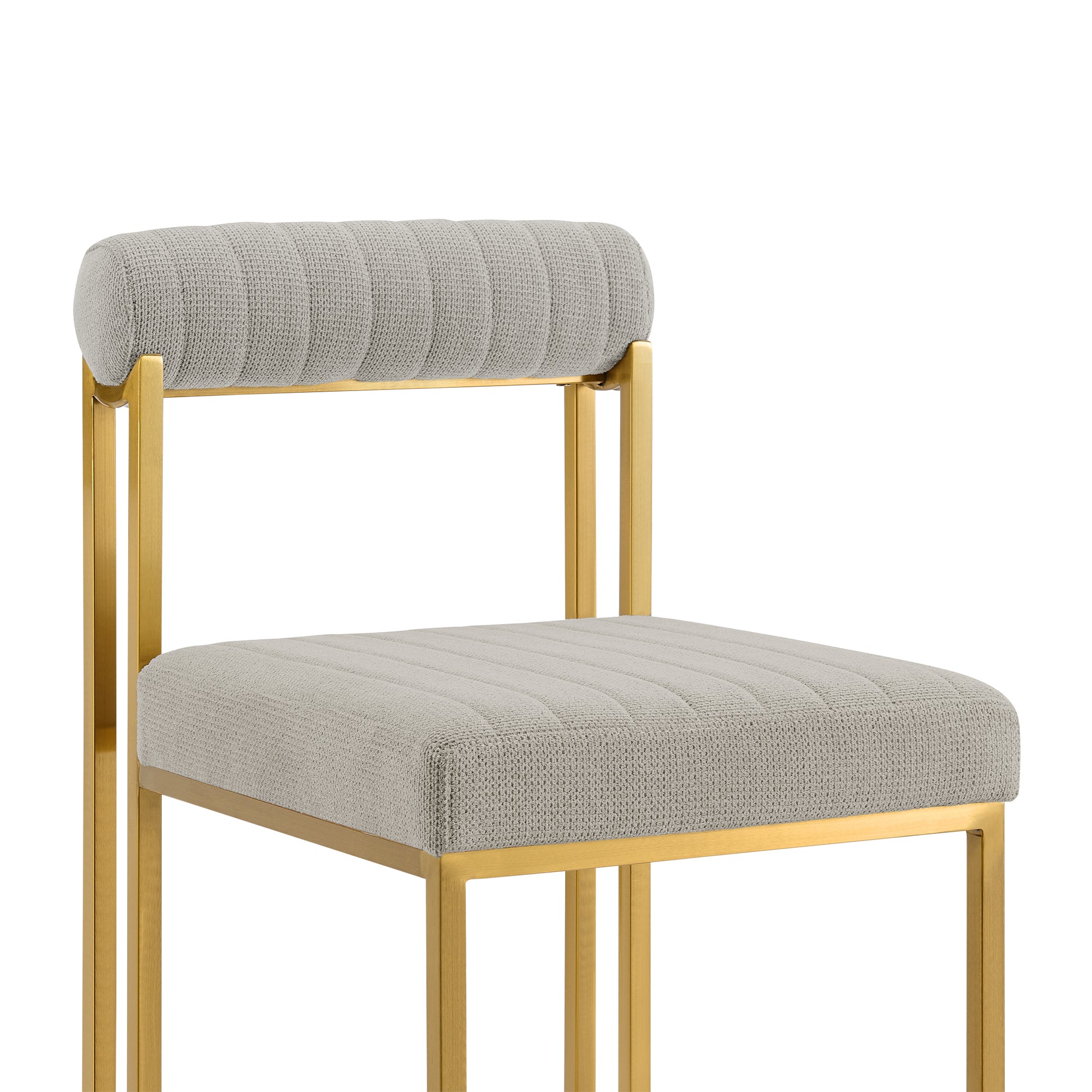 Anastasia Dining Chair with Gold Brushed Stainless Steel and Taupe Fabric - Set of 2 By Armen Living | Dining Chairs | Modishstore - 7