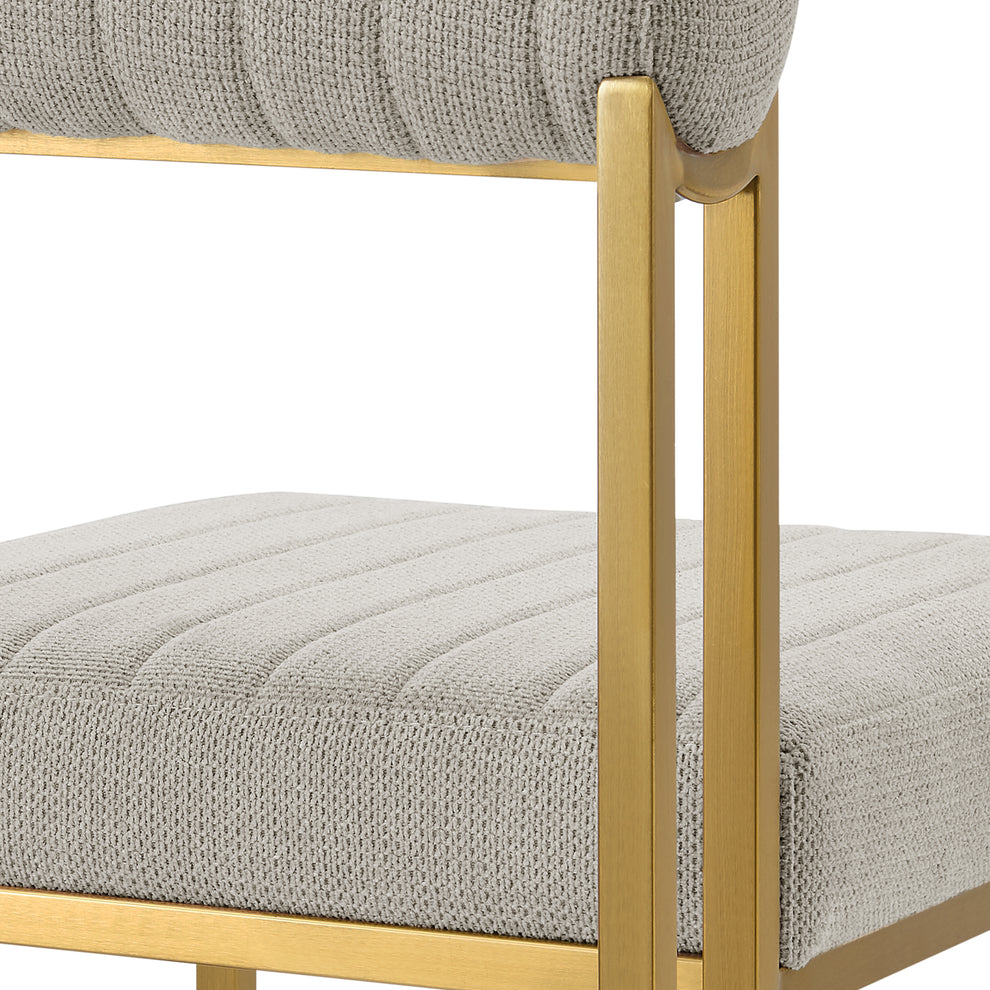 Anastasia Dining Chair with Gold Brushed Stainless Steel and Taupe Fabric - Set of 2 By Armen Living | Dining Chairs | Modishstore - 9