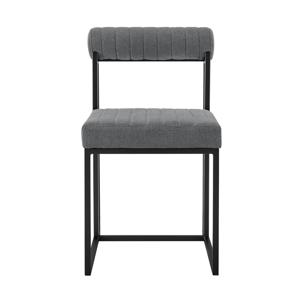 Anastasia Dining Chair with Matte Black Iron and Anchor Gray Fabric - Set of 2 By Armen Living | Dining Chairs | Modishstore - 5