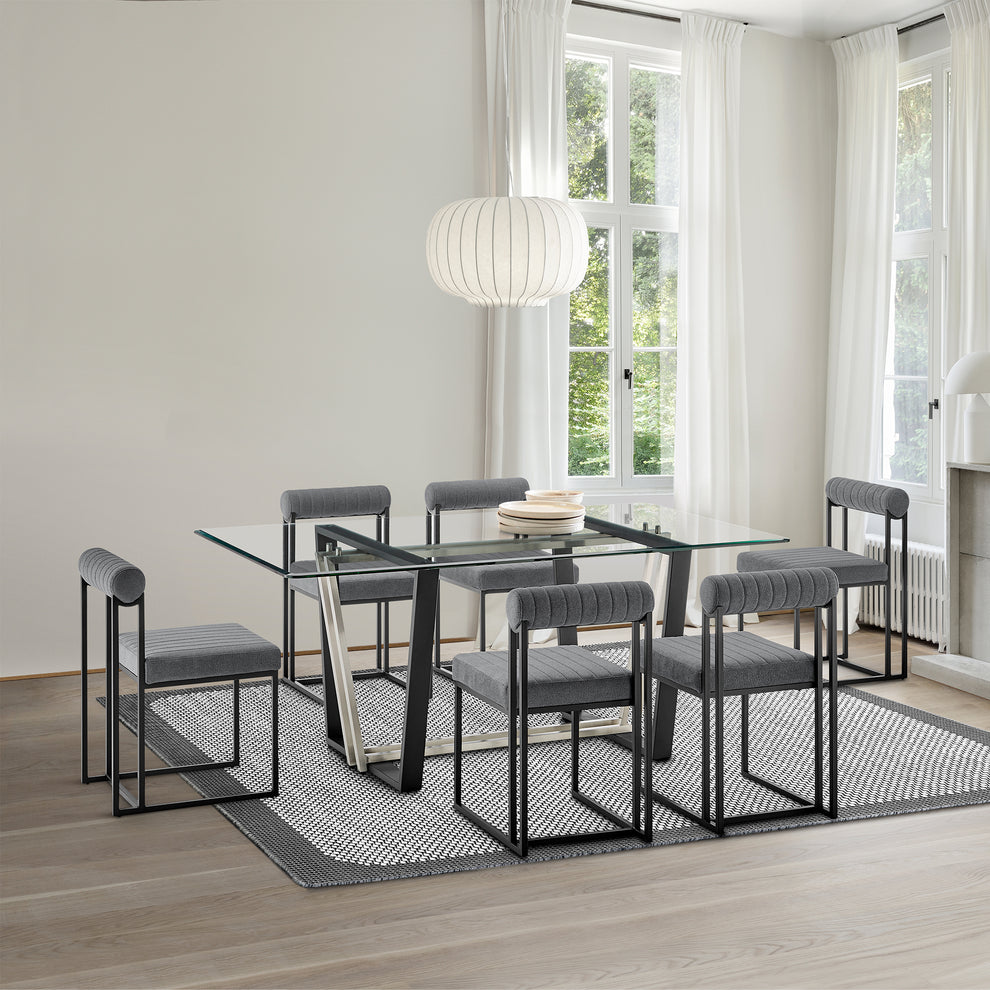 Anastasia Dining Chair with Matte Black Iron and Anchor Gray Fabric - Set of 2 By Armen Living | Dining Chairs | Modishstore - 2