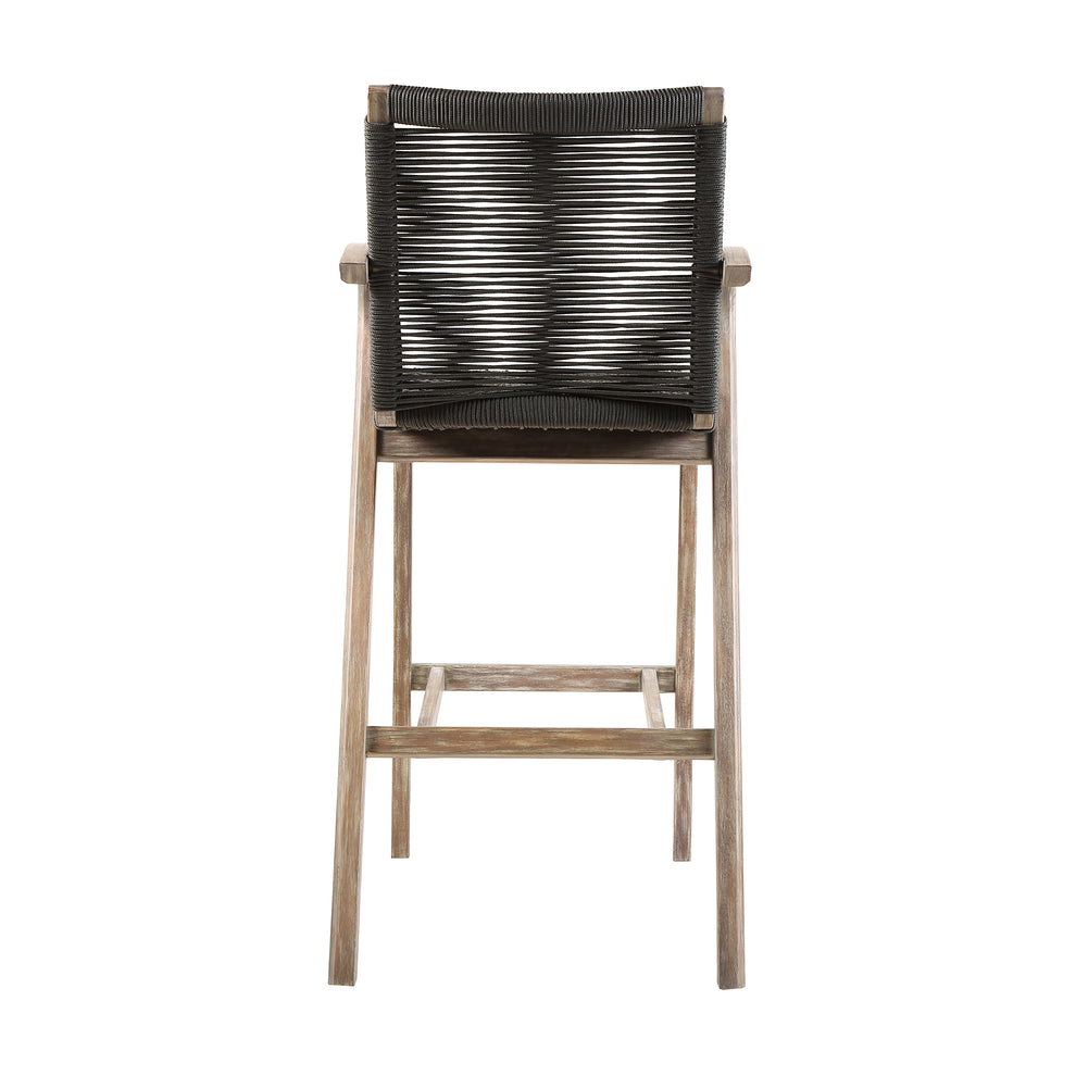 Brielle Outdoor Light Eucalyptus Wood and Charcoal Rope Counter Height Stool By Armen Living | Bar Stools | Modishstore - 6