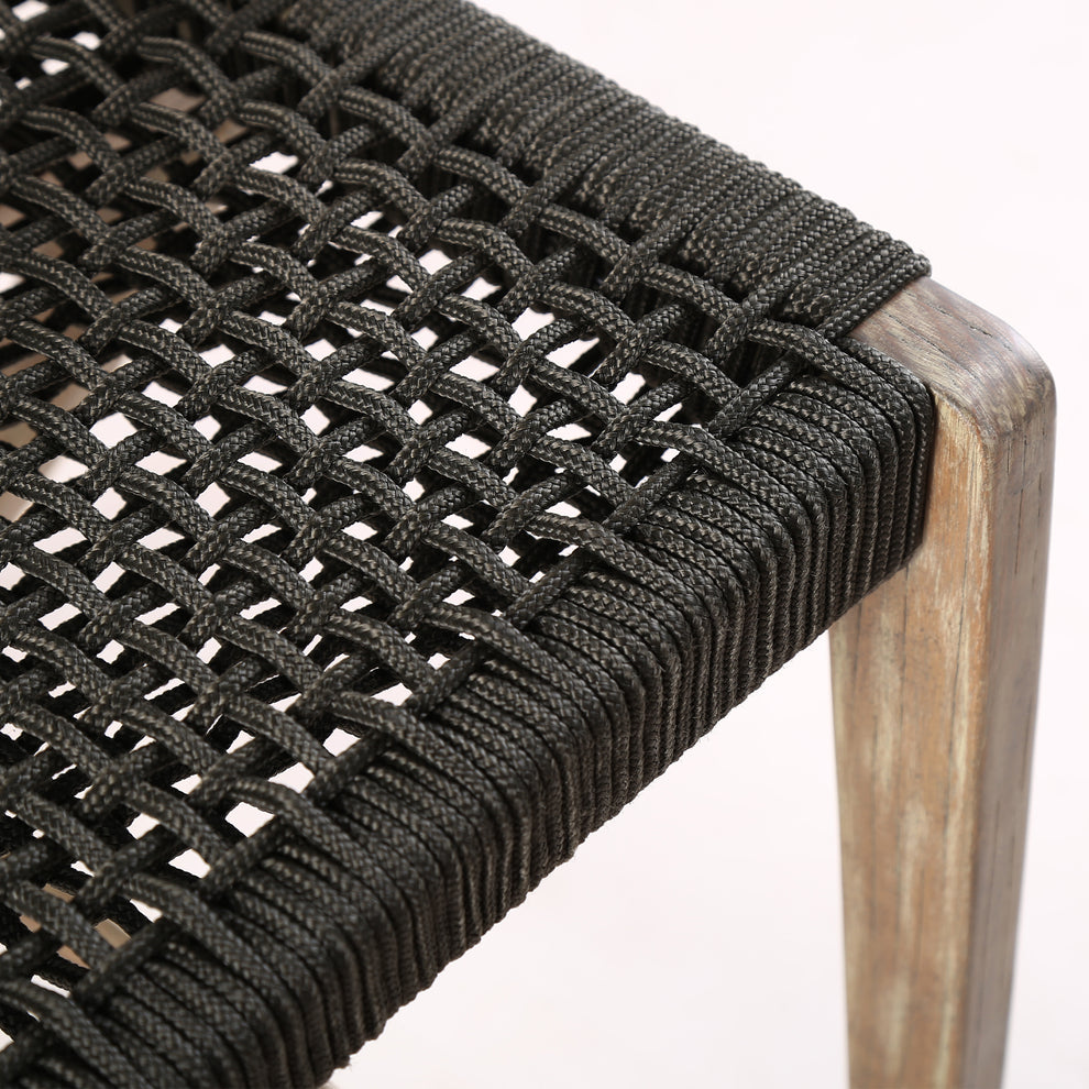 Brielle Outdoor Light Eucalyptus Wood and Charcoal Rope Bar Height Stool By Armen Living | Bar Stools | Modishstore - 10