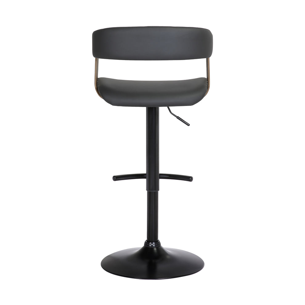 Calista Adjustable Bar Stool in Black Faux Leather with Golden Bronze and Black Metal By Armen Living | Bar Stools | Modishstore - 6