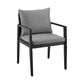 Cayman Outdoor Patio Dining Chairs with Arms in Aluminum with Gray Cushions - Set of 2 By Armen Living | Outdoor Chairs | Modishstore - 4