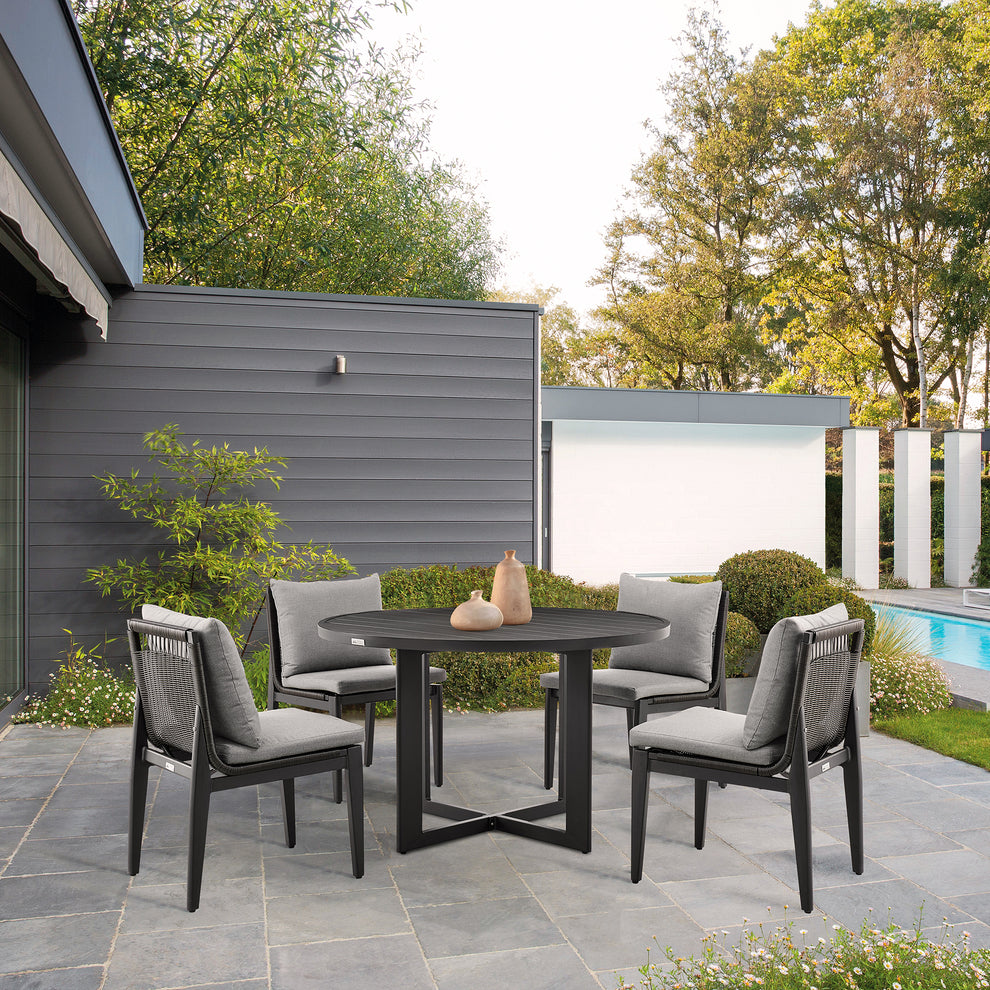 Cayman Outdoor Patio Round Dining Table in Aluminum By Armen Living | Outdoor Tables | Modishstore - 2