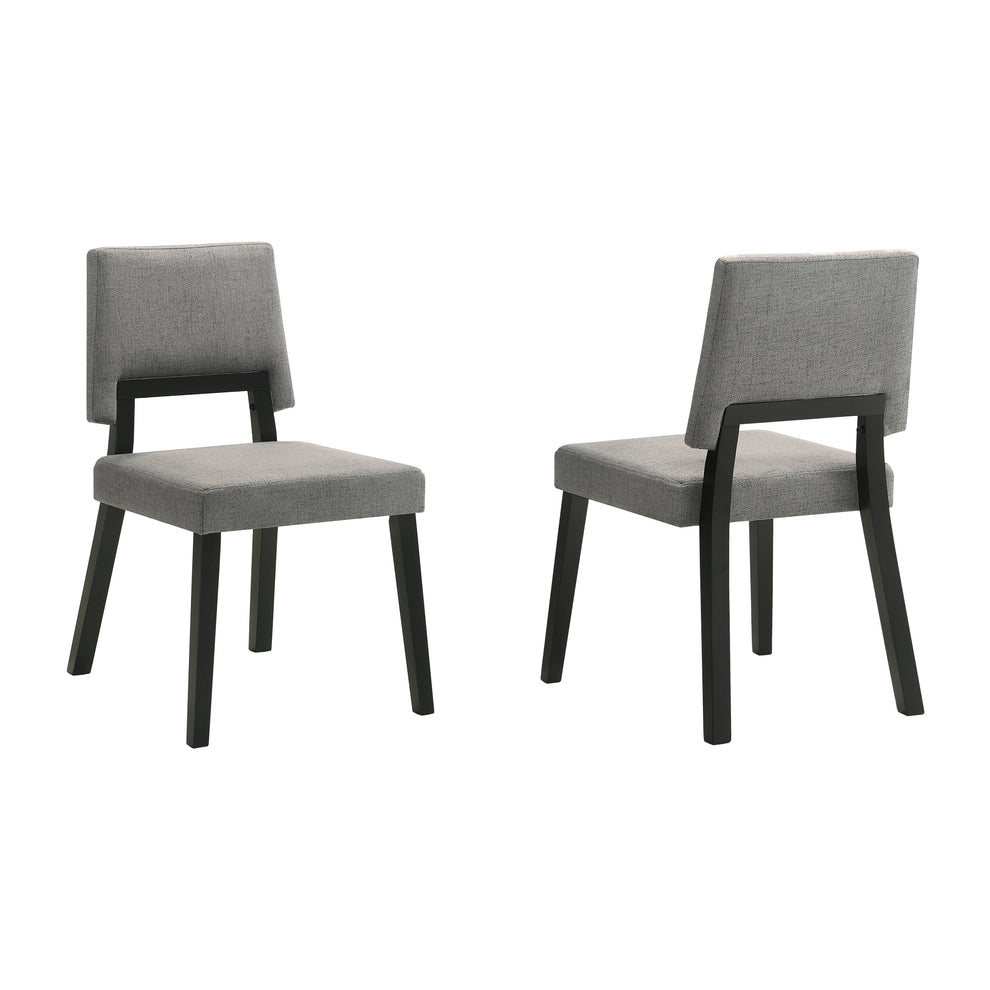 Channell Wood Dining Chair in Black Finish with Charcoal Fabric - Set of 2 By Armen Living | Dining Chairs | Modishstore - 3