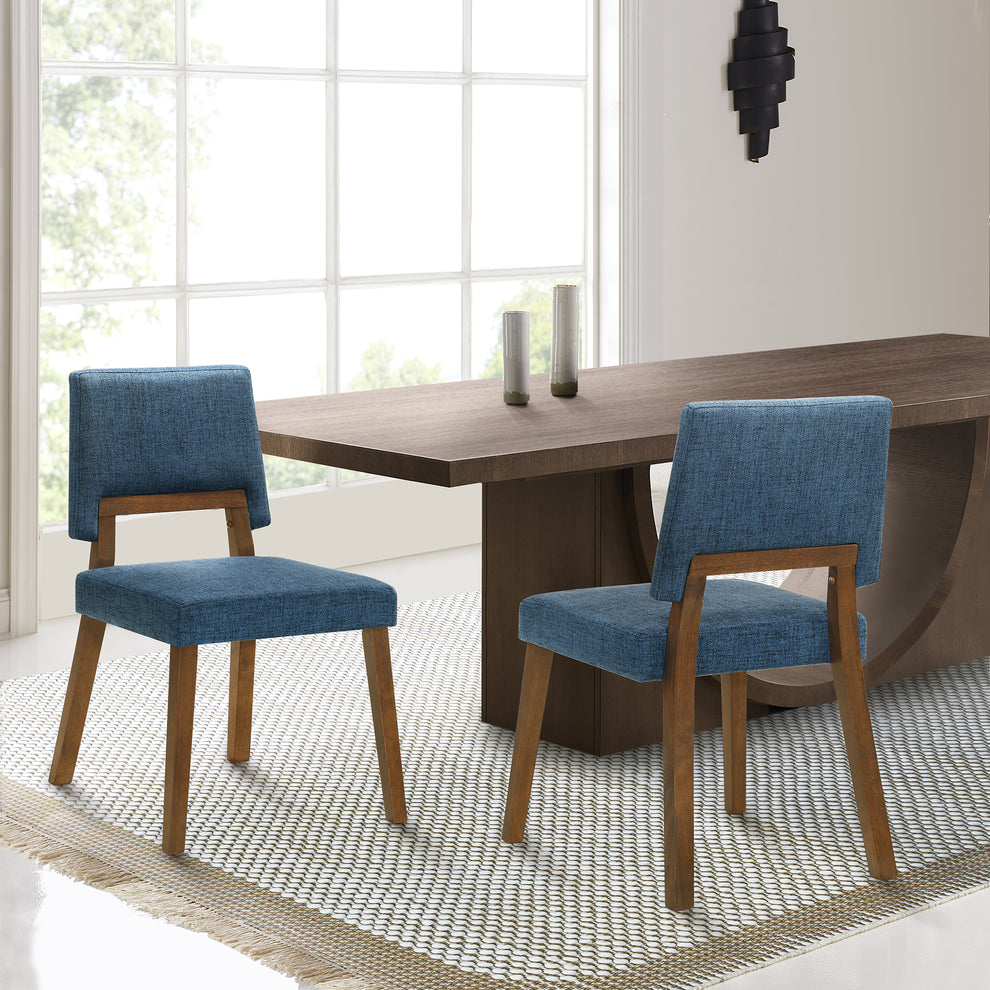 Channell Wood Dining Chair in Walnut Finish with Orange Fabric - Set of 2 By Armen Living | Dining Chairs | Modishstore - 10
