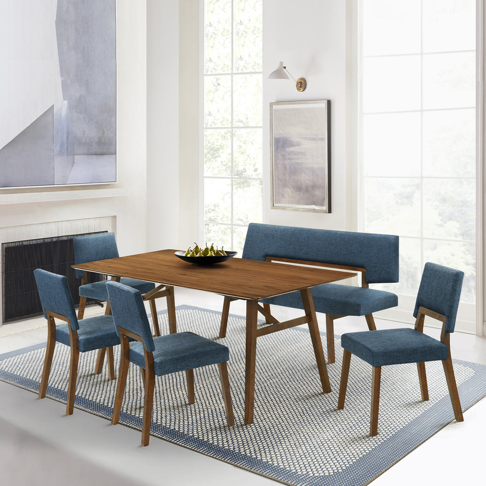 Channell Wood Dining Chair in Walnut Finish with Orange Fabric - Set of 2 By Armen Living | Dining Chairs | Modishstore - 11
