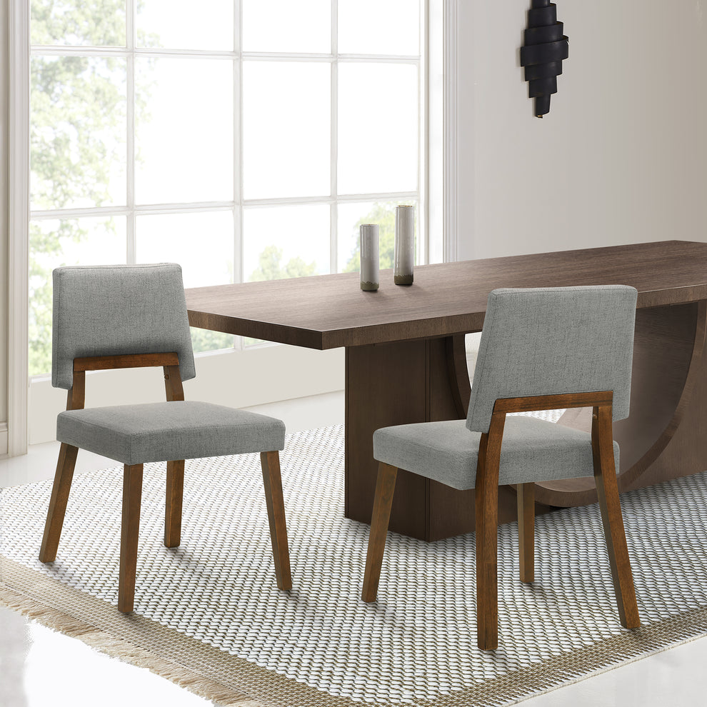 Channell Wood Dining Chair in Walnut Finish with Orange Fabric - Set of 2 By Armen Living | Dining Chairs | Modishstore - 19