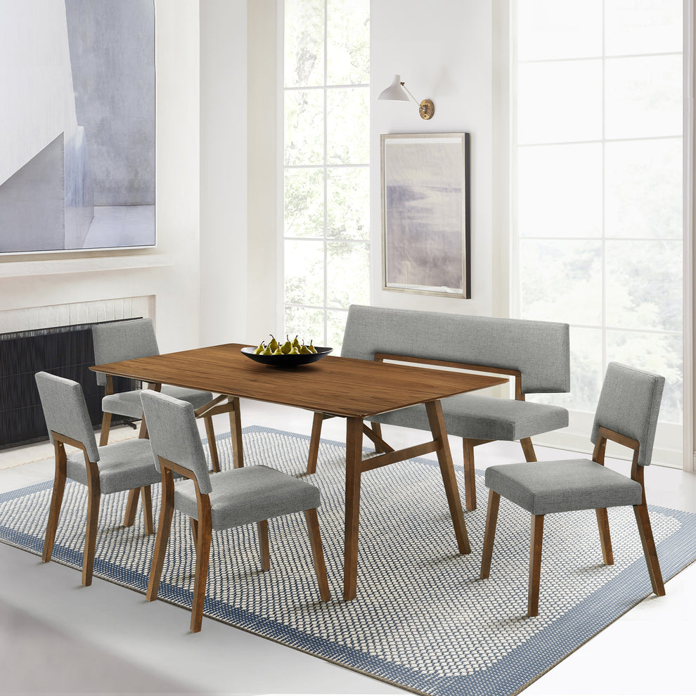 Channell Wood Dining Chair in Walnut Finish with Orange Fabric - Set of 2 By Armen Living | Dining Chairs | Modishstore - 20