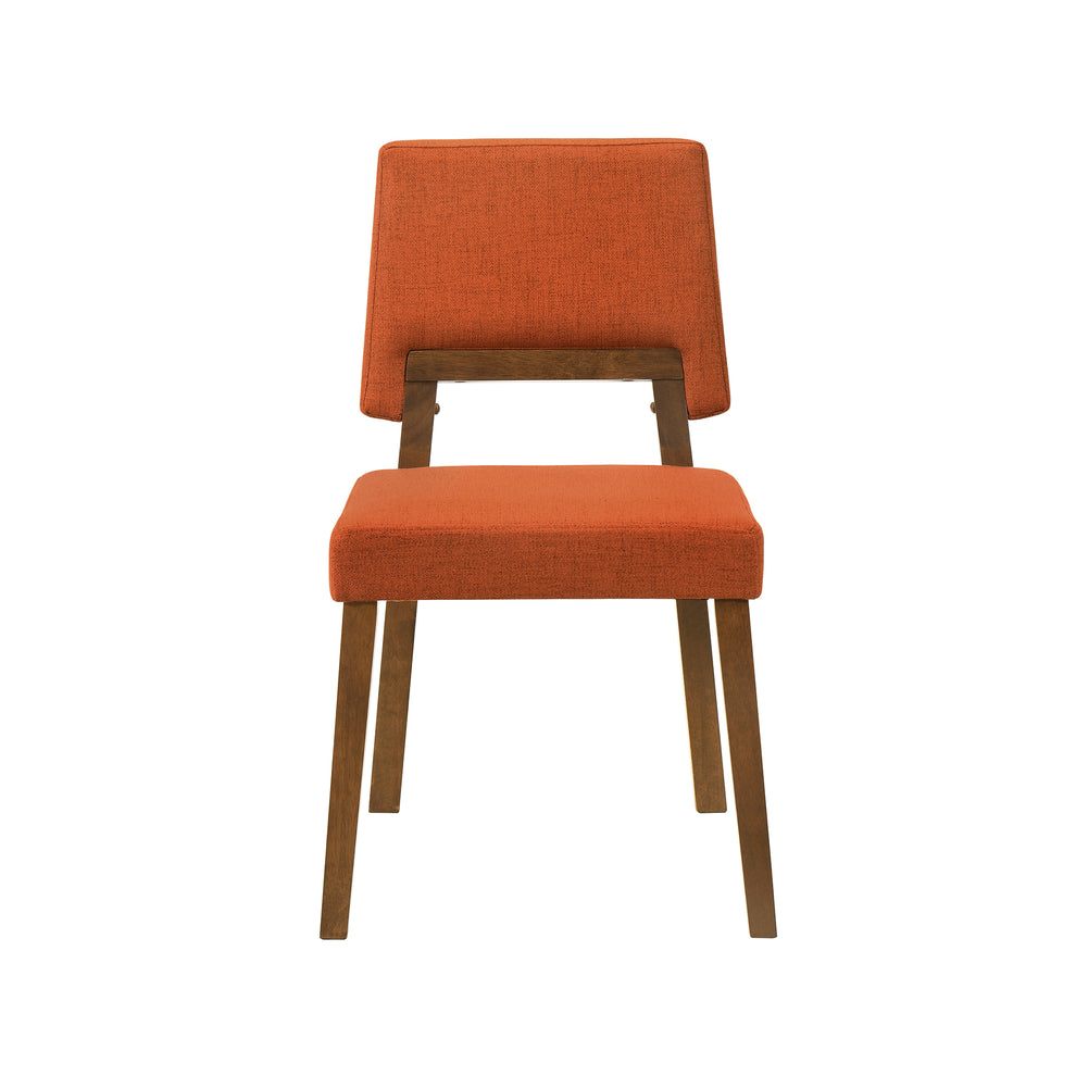 Channell Wood Dining Chair in Walnut Finish with Orange Fabric - Set of 2 By Armen Living | Dining Chairs | Modishstore - 5