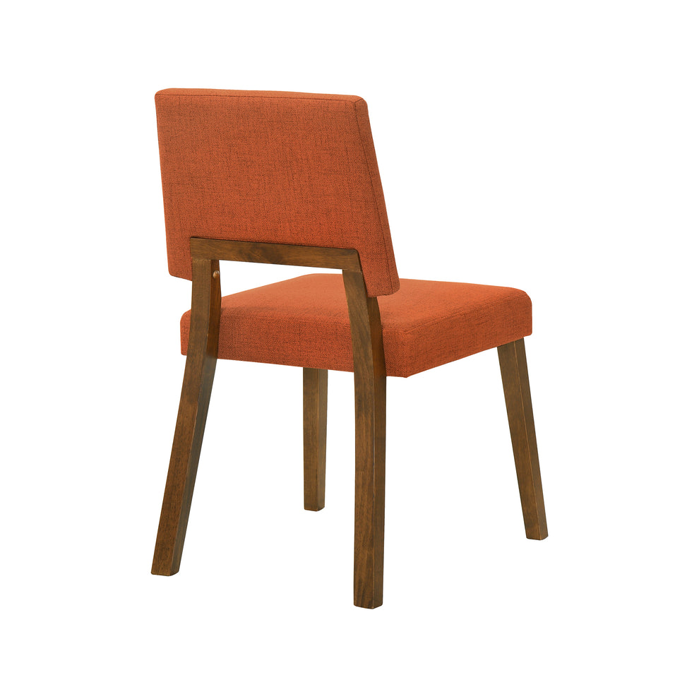 Channell Wood Dining Chair in Walnut Finish with Orange Fabric - Set of 2 By Armen Living | Dining Chairs | Modishstore - 6