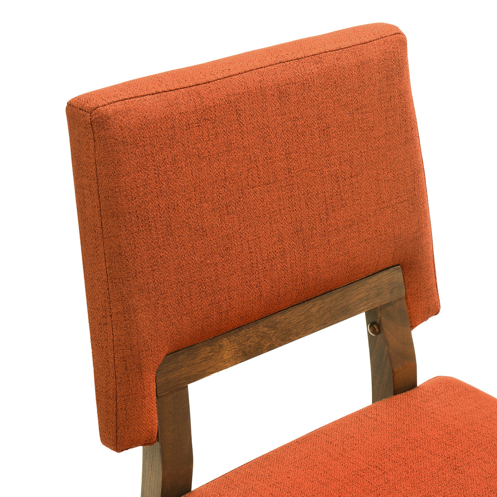 Channell Wood Dining Chair in Walnut Finish with Orange Fabric - Set of 2 By Armen Living | Dining Chairs | Modishstore - 7