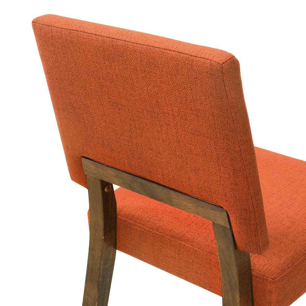 Channell Wood Dining Chair in Walnut Finish with Orange Fabric - Set of 2 By Armen Living | Dining Chairs | Modishstore - 8