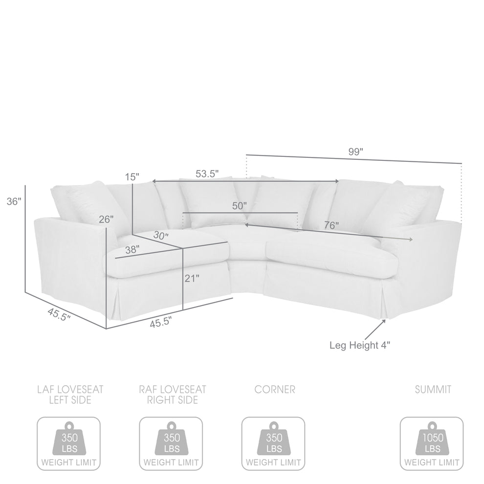 Ciara Upholstered 3 Piece Sectional Sofa in Slate Gray  By Armen Living | Sectional | Modishstore - 16