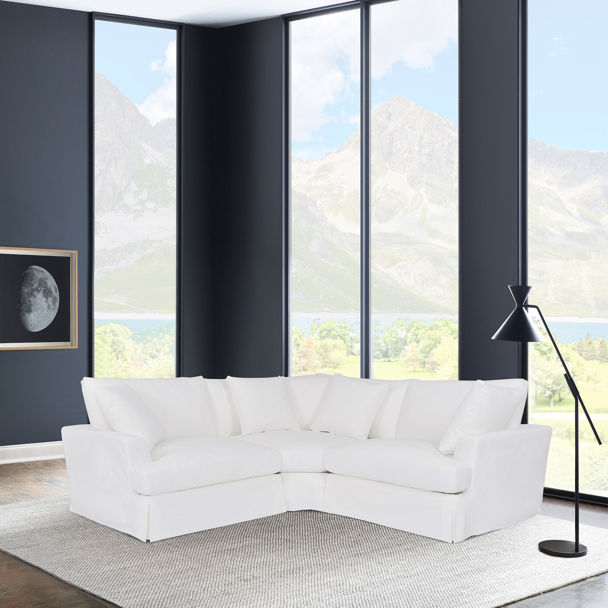 Ciara Upholstered 3 Piece Sectional Sofa in Slate Gray  By Armen Living | Sectional | Modishstore - 9